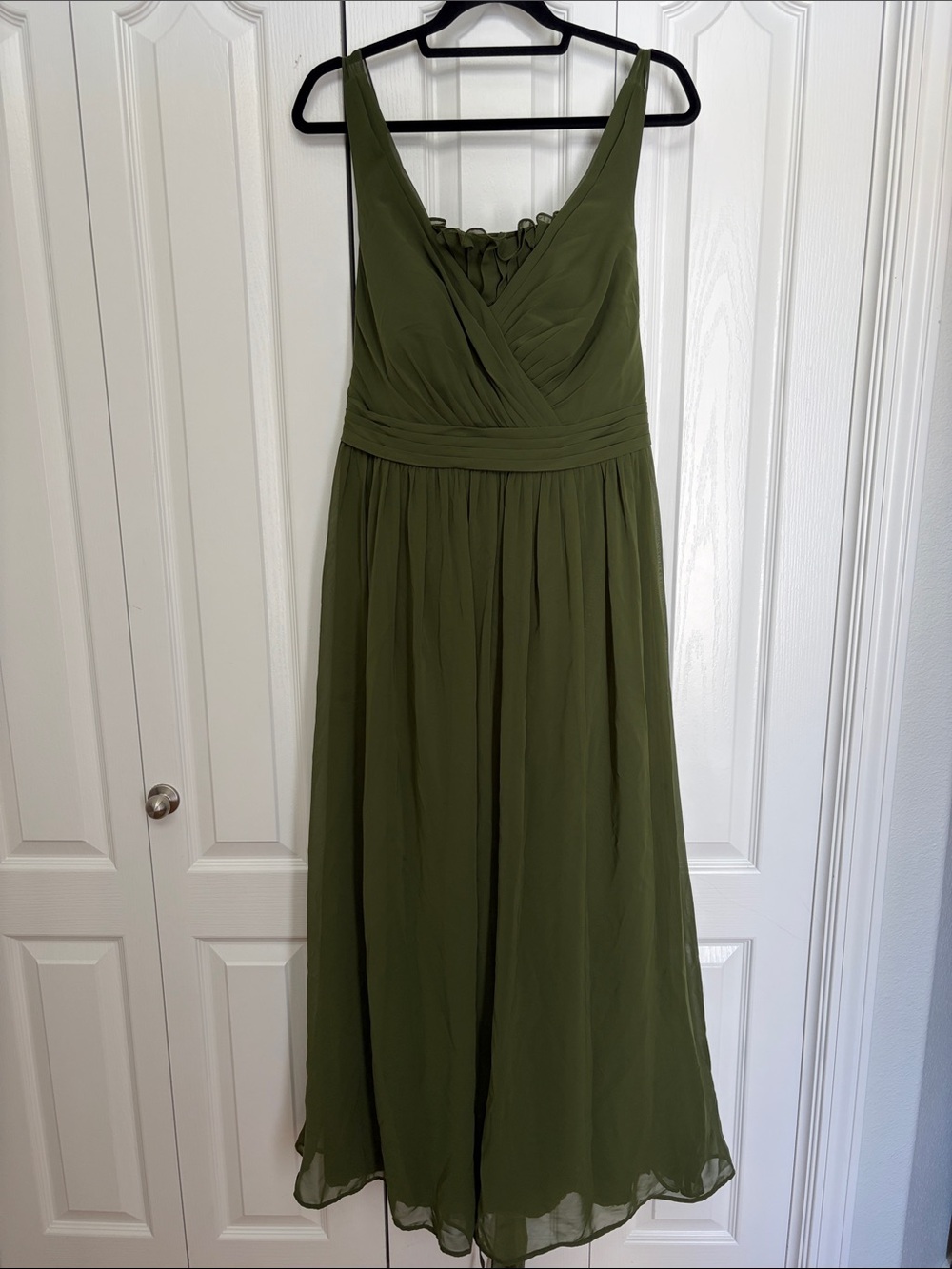 Azazie Olive Green Sweetheart V-Neck Chiffon Formal Gown Altered A16